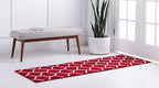 Rugs.com Lattice Frieze Collection Rug – 2' x 8' 8 Runner Red Medium Rug Perfect for Living Rooms, Large Dining Rooms, Open Floorplans