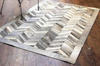 Chevron Pattern Faux Cowhide Area Rug | Non-Slip Leather Carpet for Living Room, Bedroom, and Office | Modern Designer Rug for Home Décor(2.5x8 ft_Grey)