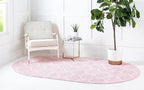 Rugs.com Lattice Frieze Collection Rug – 8' x 10' Oval Light Pink Medium Rug Perfect for Living Rooms, Large Dining Rooms, Open Floorplans