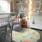 Lahome Collection Modern Floral Round Rug - 4' Diameter Non-Slip Distressed Area Rug Small Accent Throw Rugs Floor Carpet for Door Mat Entryway Bedrooms Laundry Room Decor (4 ft, Paisley)