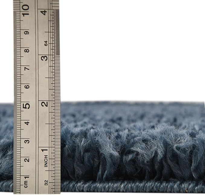 Unique Loom Davos Shag Collection Area Rug - Solid (2' 7" x 20' Runner, Marine Blue)