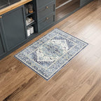 Dripex Vintage Washable Area Rug - 2x4 Indoor Door Mat Oriental Medallion Accent Throw Rug Distressed Foldable Non-Slip Low-Pile Bathroom Kitchen Rug for Entryway Laundry Room Living Room Bedroom