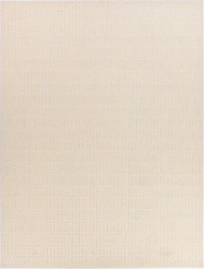 Hand-Tufted 100% Wool Area Rug – Unique Modern Geometric Grid Pattern, Soft Plush Textured Carpet for Living Room, Bedroom, Dining Room & Entryway (Beige, 5' x 8')