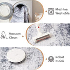 Area Rug 4x6 Washable Rug Light Grey for Living Room, Dining Room, Bedroom, Large Carpets, Non Slip & Non-Shedding Low Pile Vintage Print Rug for Home Office Decor