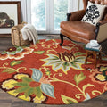 Lahome Red Floral Round Rug - 4 ft Christmas Washable Round Area Rugs Small Non Slip Entryway Mat, Throw Circle Vintage Distressed Door Mat Soft Floor Carpet for Bedroom Living Room Bathroom Kitchen