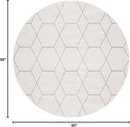 Unique Loom Trellis Frieze Collection Area Rug - Geometric (8' Round, Ivory/ Gray)