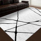YIHOUSE Modern Washable 8'x10' Area Rug for Living Room Bedroom - Large Abstract Black and White Rug Non-Slip Ultra-Thin Home Decor,Geometric,8x10ft