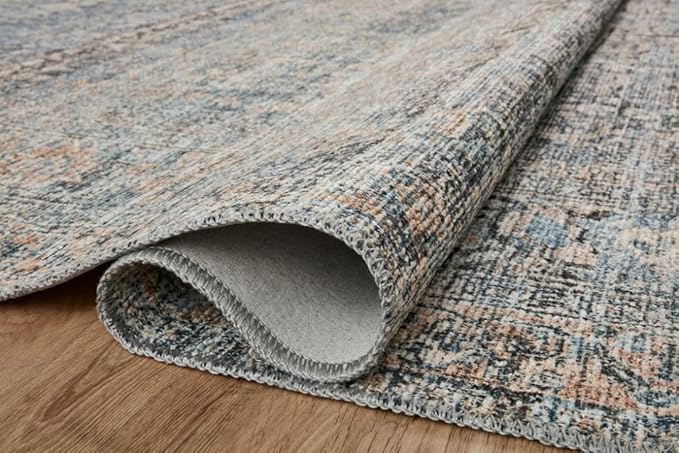 Loloi Amber Lewis Billie Collection BIL-05 Denim/Blush 7'-6" x 9'-6", 0.19" Thick Area Rug
