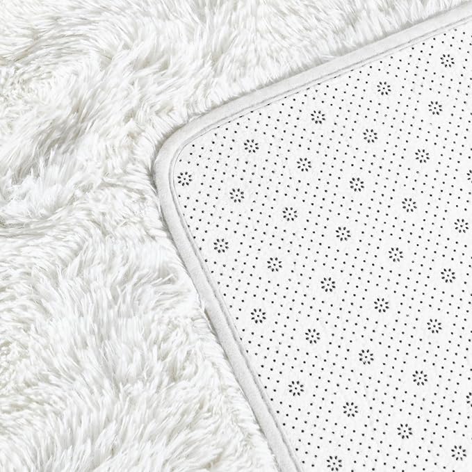 Large Shag Area Rugs 6 x 9, Plush Fuzzy Rugs for Living Room, Ultra Soft Fluffy Furry Rug for Bedroom, Indoor Carpet Nursery Rugs for Kids Room Home Decor, White