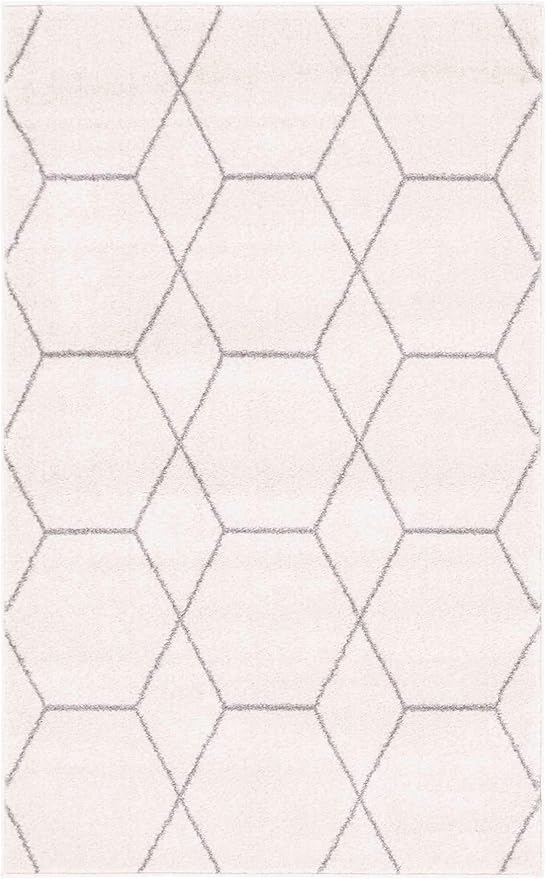 Unique Loom Trellis Frieze Collection Area Rug - Geometric (3' 3" x 5' 3", Ivory/ Gray)