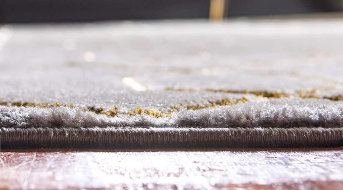 Unique Loom Marilyn Monroe Glam Collection Area Rug - Trellis (8'x 10' Rectangle, Gray Gold/ Gold)