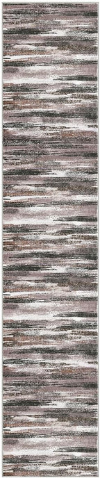 Modern Abstract Runner Rug 2x10, Dark Light Brown White Washable Long Kitchen Runner Non-Slip Soft Hallway Rug Runner Thin Print Faux Wool Carpet for Entryway Bedroom Laundry Room Indoor