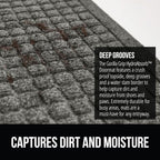 GORILLA GRIP Front Door Mat, Indoor Outdoor Ultra Absorbent HydroAbsorb Doormat, Absorbs Up to 1.7 Cups of Water, Stain and Fade Resistant, Rubber Backing Doormats, Captures Dirt, 29x17 Gray