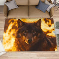 Wolf Rugs for Bedroom - 5x6 Area Rug - Timber Wolf Rugs for Living Room, Sunset Landscape Rug, Non-Slip Washable Home Decor Carpet