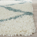 SAFAVIEH Dallas Shag Collection Runner Rug - 2'3" x 12', Ivory & Light Blue, Trellis Design, Non-Shedding & Easy Care, 1.5-inch Thick Ideal for High Traffic Areas in Living Room, Bedroom (SGD257J)