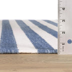 Home Conservatory Ladder Stripe Navy/Ivory Handwoven Wool 4 X 6 Feet, Blue/Ivory Stripe Pattern