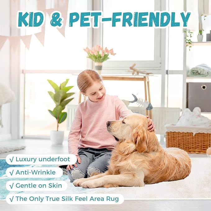 Beach Pattern 2x6ft Runner Rug Non Slip Washable Kitchen Runner Rug with Rubber Backing，Low-Pile Soft Washable Runner Rugs for Hallway Entryway Kitchen Bedroom Living Room Bathroom
