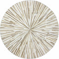 Faux Cowhide Round Area Rug | Non-Slip Leather Floor Carpet for Living Room, Bedroom, and Home Décor | Modern Stylish Accent Rug(Beige_9x9)