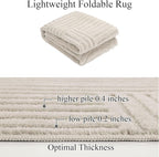 SHACOS Soft Cozy Fluffy Arch Pattern High Low Pile Area Rugs 3'x5' Non Slip Washable Scandinavian Minimalist Rug Modern Geometric Arc Carpet for Living Room Bedroom Dining Room, Beige