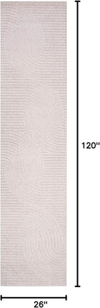 JONATHAN Y Hallie High-Low Curve Ivory/Cream Indoor/Outdoor Runner Rug, 2x10, Minimalist, Pet Friendly, Non-Shedding, Stain Resistant, Hose-Washable for Backyard, Patio, Porch (SCN100B-210)