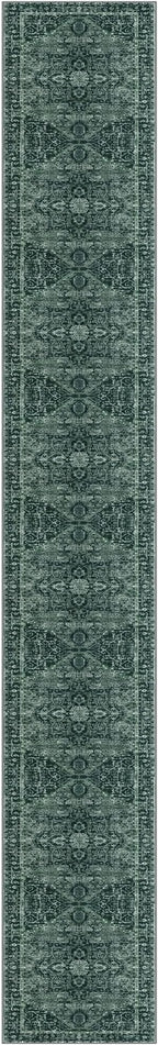 KOZYFLY Runners for Hallways 3x20 Ft Extra Long Faux Wool Washable Thin Hallway Rug Printed Runner Carpet for Entryway Bedroom Stair Kitchen Hall Living Room Decor, Dark Green