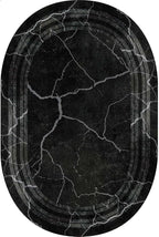 Black Grey Striped Texture Bordered Rugs 12x15 Modern Minimalist Indoor Large Area Rug for Living Room Bedroom Dining Room Soft Faux Wool Non Slip Floor Mats Entrance Bathroom Home Office Oval Carpet