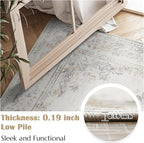 jinchan Floral 2x3 Rug for Entryway - Vintage Washable Area Rug Ultra-Thin Low Pile Soft Small Non Slip Distressed Indoor Door mat Accent for Entrance Kitchen Bedroom Bathroom (2x3ft, Light Grey)