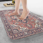 Old Carpet Texture Bathroom Mat Rugs Abstract Ornament Milky Blue Microfiber Faux Cashmere Thick Plush Bath Mat Non-Slip Water Absorbent Bath Carpet for Bathtub Bathroom Floor Tub 20 x 30 Inch