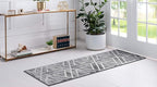 Rugs.com Lattice Trellis Collection Rug – 6 Ft Runner Gray Low-Pile Rug Perfect for Hallways, Entryways