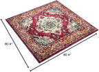 SAFAVIEH Monaco Collection Area Rug - 6'7" Square, Pink & Multi, Boho Chic Medallion Distressed Design, Non-Shedding & Easy Care, Ideal for High Traffic Areas in Living Room, Bedroom (MNC243D)