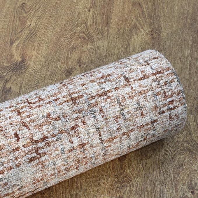 Rugsotic Carpets Hand Tufted Wool ECO-Friendly Area Rugs - 4'x6', Rectangle Shape, Camel, Floral Modern Design, High Pile Thick Handmade Anti Skid Area Rugs for Living Room, Bed Room (K00219)