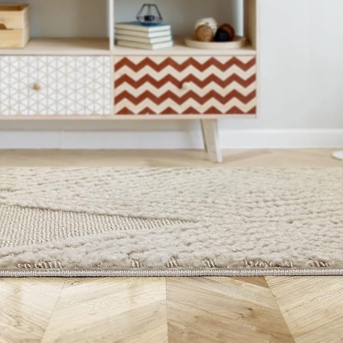 Antep Rugs Palafito 2x4 Geometric Shag Diamond High-Low Pile Textured Indoor Area Rug (Beige, 2' x 4')