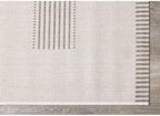 6x9 Rug with Modern Striped Pattern, Stylish Neutral Area Rug in Beige and Cream, Durable Low Pile Decorative Carpet for Living, Dining, or Bedroom