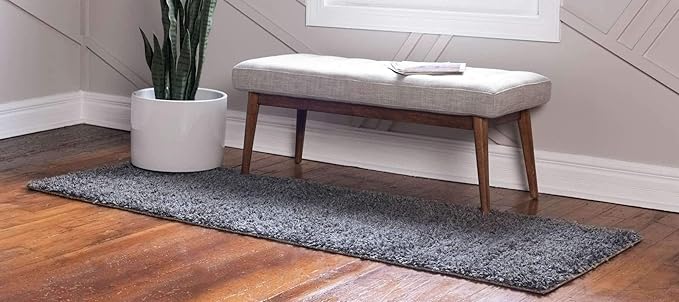 Unique Loom Davos Shag Collection Area Rug - Solid (2' 7" x 10' Runner, Peppercorn)