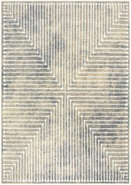 GLN Rugs Contemporary Collection - Machine Washable Area Rug, Contemporary Washable, Non Slip, Low Pile Chenille Rug, Living Room, Bedroom, Kitchen Rug (6' x 9' Lines Cream)