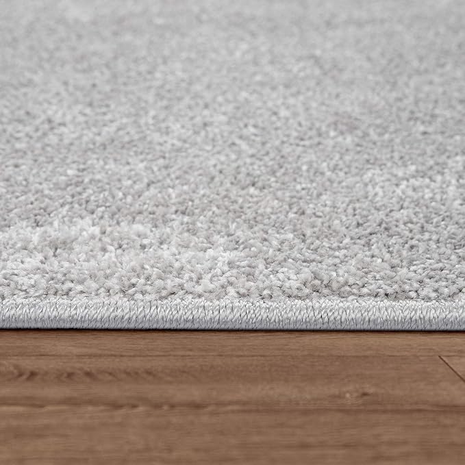 Paco Home Solid Area Rug in Silver Modern Plain Design, Size: 2' x 3'3"