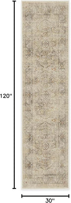 RUGGABLE Washable Vintage Runner Rug – Sarrah Hazel 2.5x10, Stain-Resistant, Non-Slip Hallway Runner – Machine Washable Rug for Hallway, Entryway, Living Room & Kitchen–with Cushioned Pad