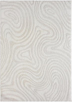 LUXE WEAVERS Geometric Swirl Cream 4x5 Area Rug High Low Modern Carpet
