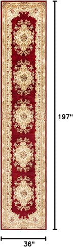 Rugs.com Chateau Collection Rug – 3' x 16' 5 Runner Red Medium Rug Perfect for Hallways, Entryways