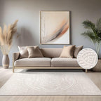 Paco Home Modern in- and Outdoor Rug with Carved Oriental Mandala Pattern in Cream, Size: 2'8" x 4'11"