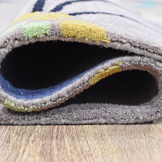 Rugsotic Carpets Hand Tufted Wool ECO-Friendly Area Rugs - 10'x10', Square Shape, Camel, Floral Modern Design, High Pile Thick Handmade Anti Skid Area Rugs for Living Room, Bed Room (K00219)