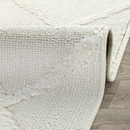 Antep Rugs Palafito 6x9 Geometric Shag Diamond High-Low Pile Textured Indoor Area Rug (White, 6'7" x 9')