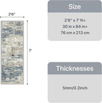 GENIMO Runner Rug Non Slip 2'6"x7', Washable Rug Runner for Hallways Kitchen, Abstract Modern Kitchen Rugs, Low Pile Lightweight Carpet Runners for Entryway, Bedroom, Laundry, Navy Blue