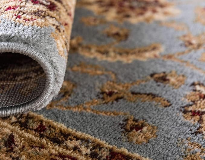 Unique Loom Voyage Collection Traditional Oriental Classic Intricate Design Area Rug (8' 0 x 10' 0 Rectangular, Light Blue/Gold)