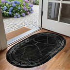 Black Grey Striped Texture Bordered Rugs 10x14 Modern Minimalist Indoor Large Area Rug for Living Room Bedroom Dining Room Soft Faux Wool Non Slip Floor Mats Entrance Bathroom Home Office Oval Carpet