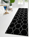 Unique Loom Trellis Frieze Collection Area Rug - Geometric (2' x 6' 1" Runner, Black/ Ivory)