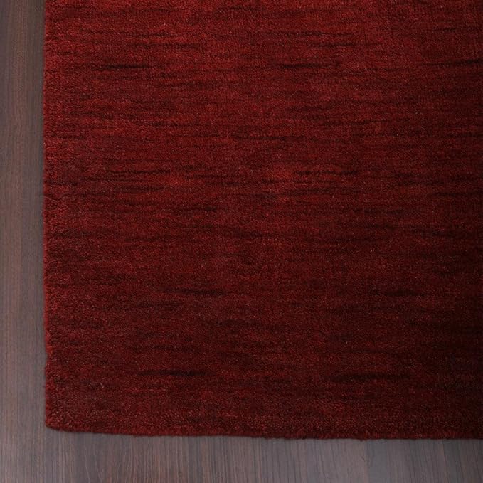 Hand Knotted Loom Wool ECO-Friendly Area Rugs - 2'6"x8', Runner, Red Color, Solid Plain Design, High Pile Thick Handmade Anti Skid Area Rugs for Living Room, Bed Room (L00111)