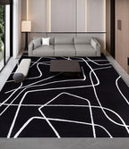YIHOUSE Modern Washable Area Rug for Living Room Bedroom - Large Abstract Black and White Rug Non-Slip Ultra-Thin Home Decor (Dark Abstract, 8'x10'ft)