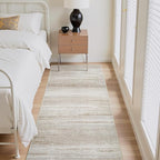 PADOOR Modern Abstract Runner Rug - 2x10 Washable Hallway Rugs, Ultra Soft Non-Slip Low Pile Floor Rugs for Hallway Entryway Kitchen Bedroom Bedside Laundry Room Brown