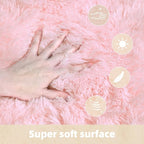 3x5 Solid Fluffy Pink Area Rug – Washable, Durable, Living Room Rug, Non-Slip High Pile Shag Rugs for Bedroom, Living Room, Bedside, Dorms, Nursery Rooms, Kids Room, Soft Indoor Floor Carpet